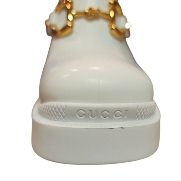 GUCCI Left Only Rubber Rain Boots Womens 35 US 5 Green White Horsebit Amputee - Picture 14 of 15